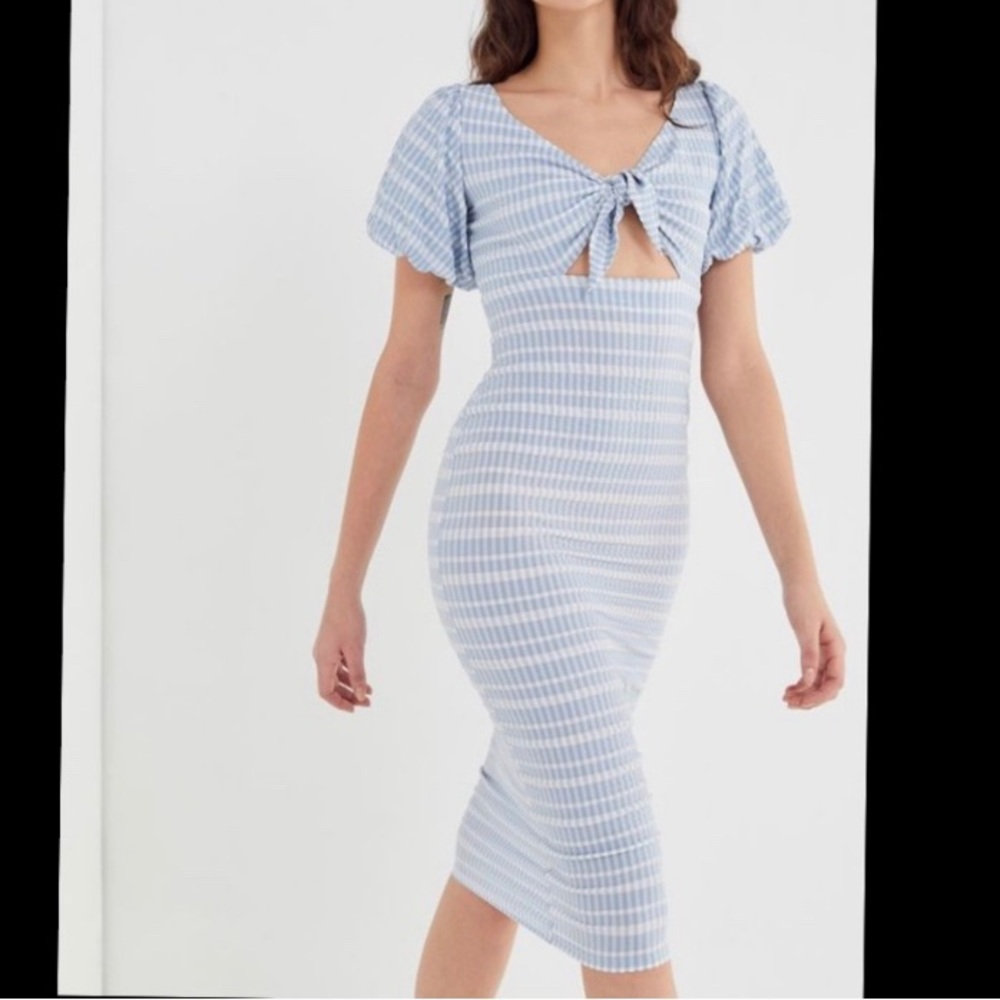 Blue and white dress